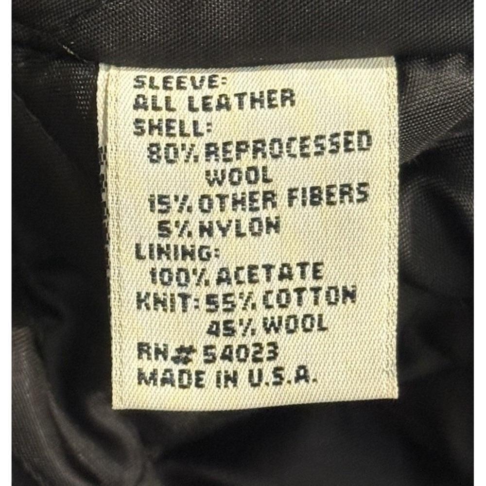 Golden Bear Mens Varsity Wool Bomber Jacket sz L Leather Sleeve Short Length - Picture 14 of 15
